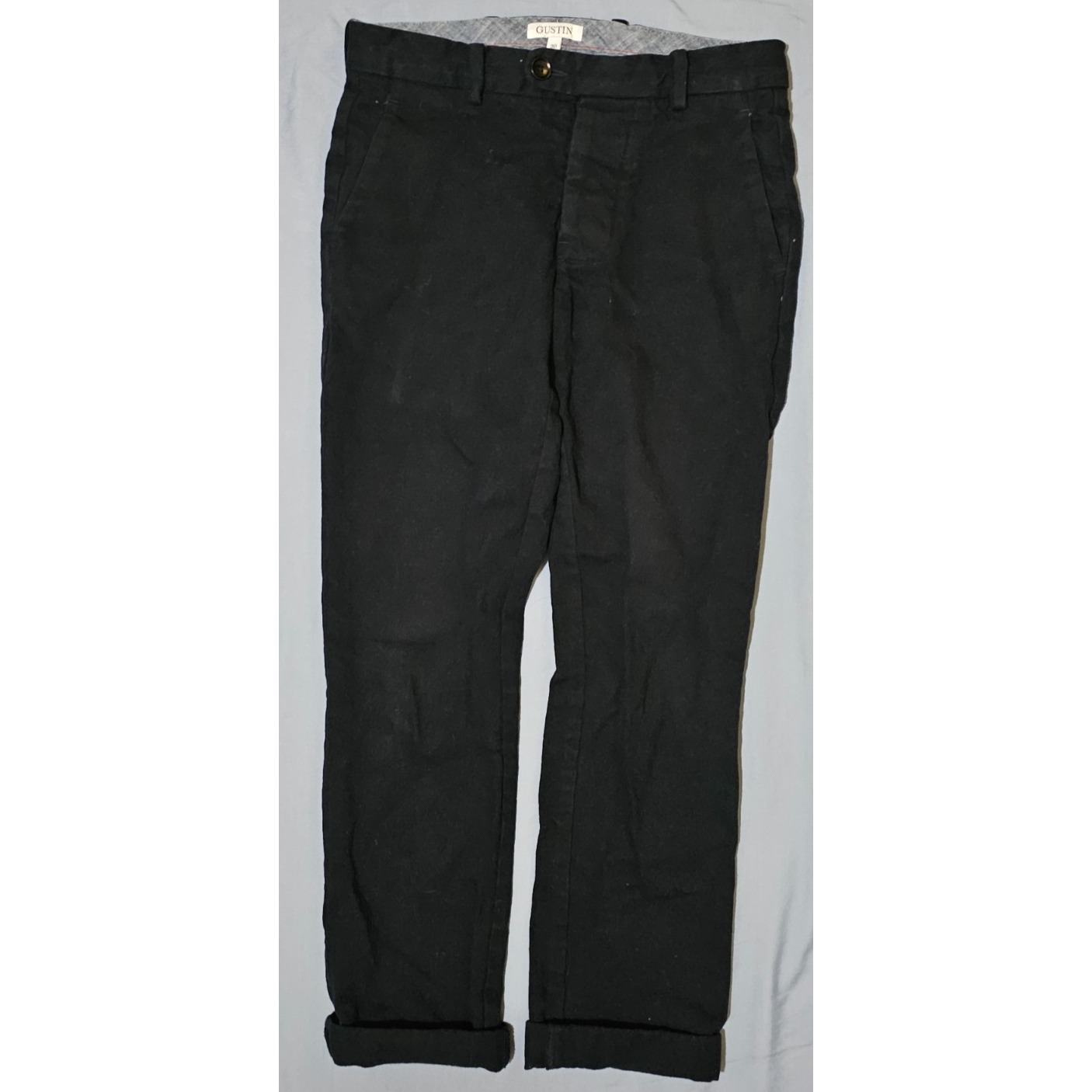 Gustin Navy Chinos Slim Fit Size 30 Japanese Vintage Wool Chinos #179